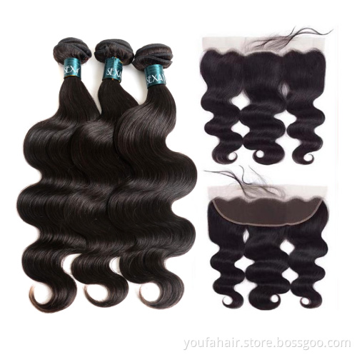 Low Price 12A Virgin Human Hair Raw Cuticle Aligned Hair Body Wave Mink Remy Hair 3 Bundles With HD Lace Frontal Closure Vendor